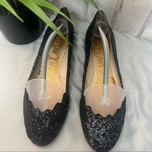 Sam Edelman Scalloped Sparkly Flats Black Size 7